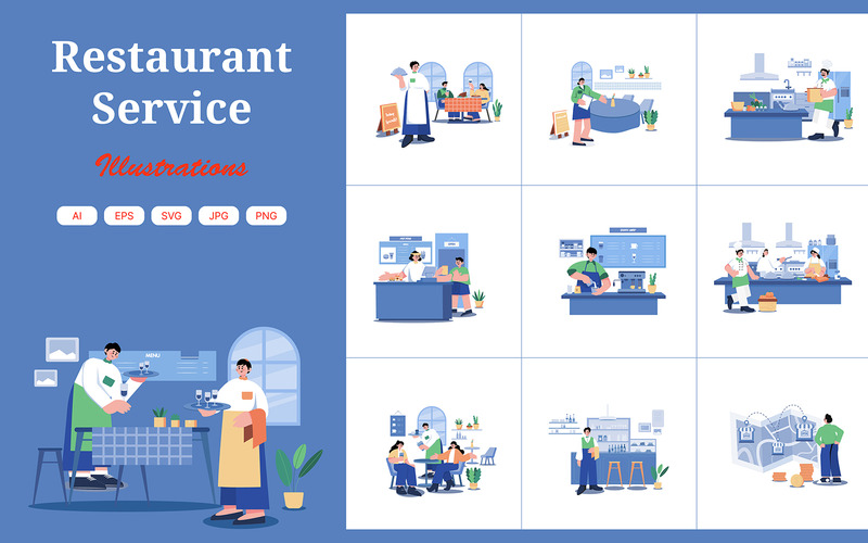 M566_Restaurant-Service-Illustrationspaket - Eigenschaften Bild 1
