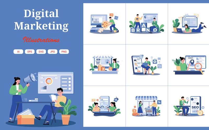 M727_Пакет иллюстраций цифрового маркетинга 2 - Features Image 1