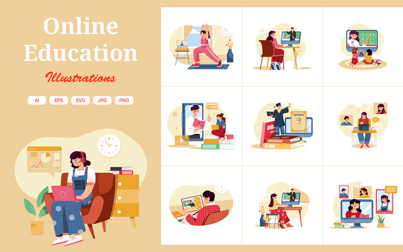 M381_Pacchetto di illustrazioni per l'istruzione online - Caratteristiche Immagine 1