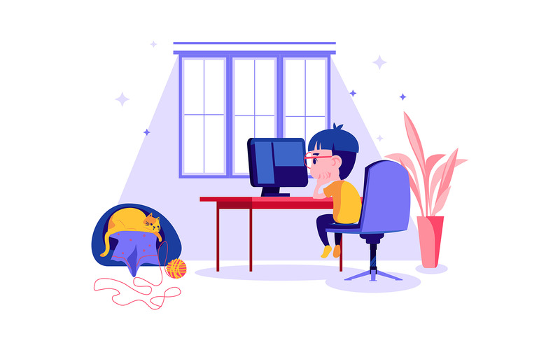 M341 — Pakiet ilustracji „Pobyt w domu” - Obraz funkcji 7