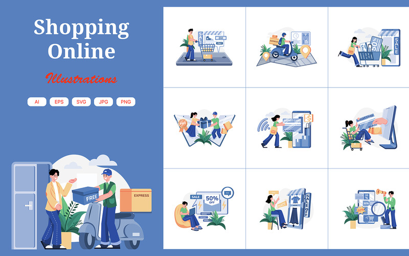 M535_Shopping Çevrimiçi İllüstrasyon Paketi - Features Image 1