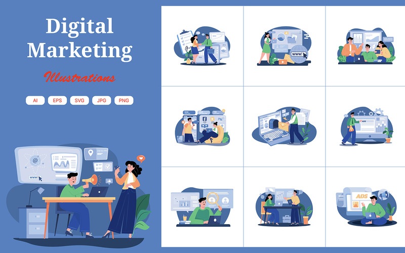 M453_Digital Marketing Illustration Pack - Features Image 1