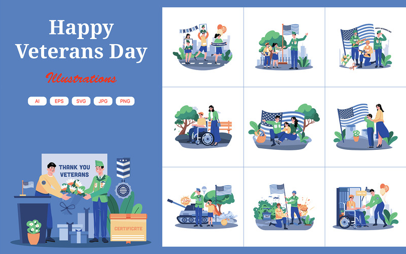 M665_Happy Veterans Day illusztrációs csomag - Features Image 1