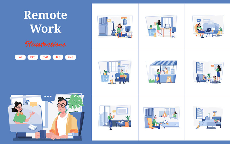 M560_Illustrationspaket für Remote-Arbeit - Eigenschaften Bild 1