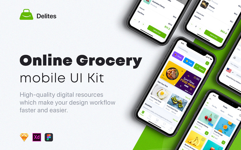 Delites - UI-kit voor online boodschappen en recepten - Features Image 1