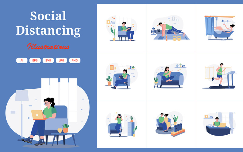 M668_Social Distance Illustration Pack - Features Image 1