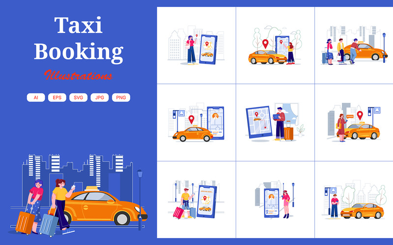 M394_Pacchetto illustrazioni per prenotazione taxi - Caratteristiche Immagine 1