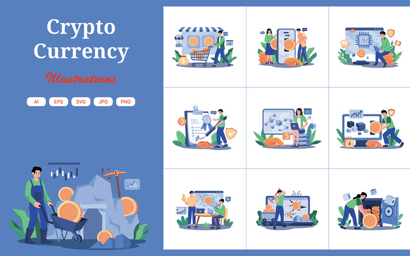 M655_Cryptocurrency illusztrációs csomag - Features Image 1
