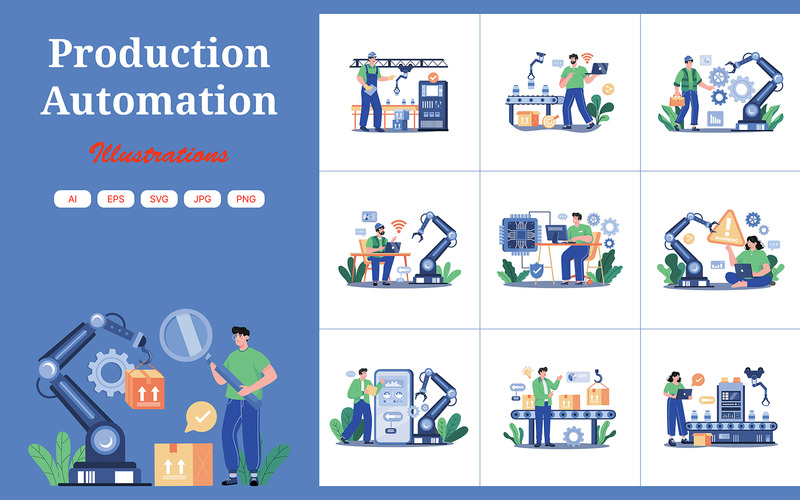 M684_Pacote de ilustrações de automação de produção 1 - Features Image 1