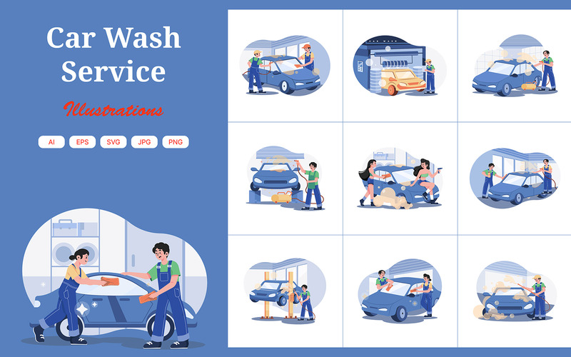 M488_Illustrations du service de lavage de voiture - Caractéristiques de l’image 1