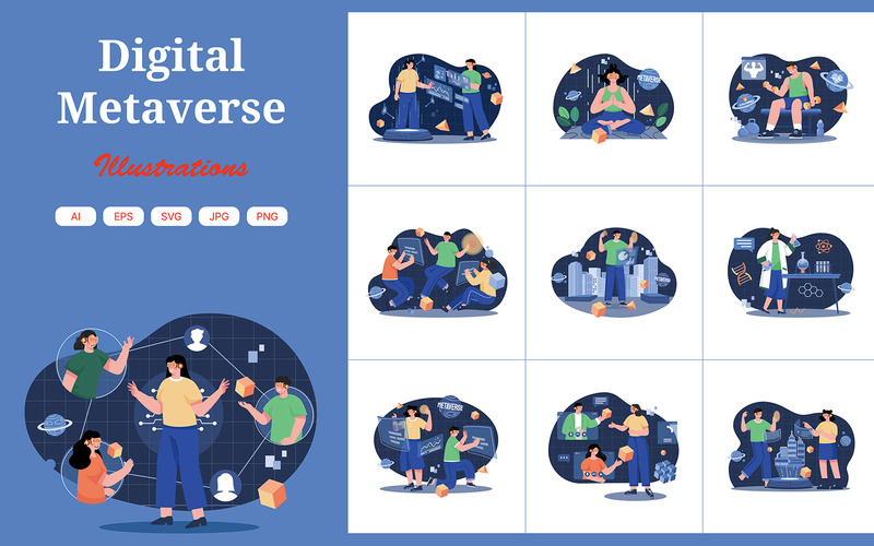M529_Digital Metaverse İllüstrasyon Paketi - Features Image 1