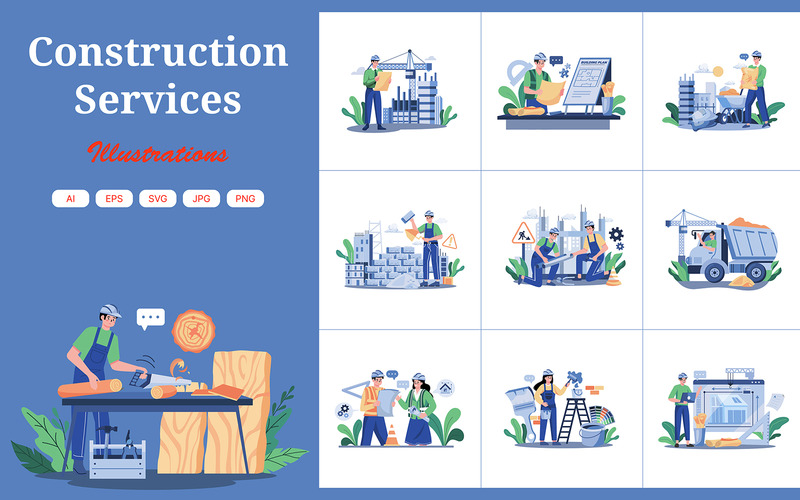 M607_Pack d'illustrations des services de construction - Caractéristiques de l’image 1