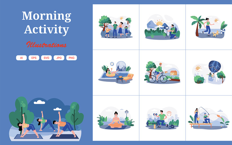 M734_Morning Activity Illustration Pack 1 - Features Image 1