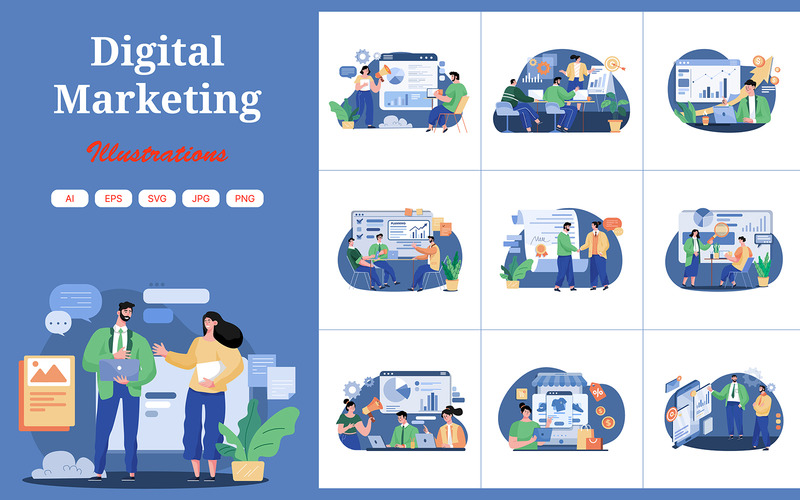 M446_Digital Marketing Illustration Pack - Features Image 1