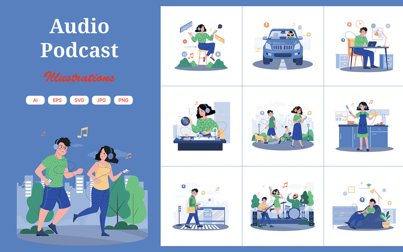 Pack d'illustrations de podcasts M472_Audio - Caractéristiques de l’image 1