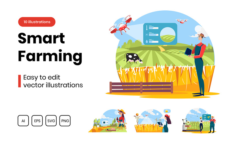 M326_Illustrazioni di tecnologia per l'agricoltura intelligente - Caratteristiche Immagine 1