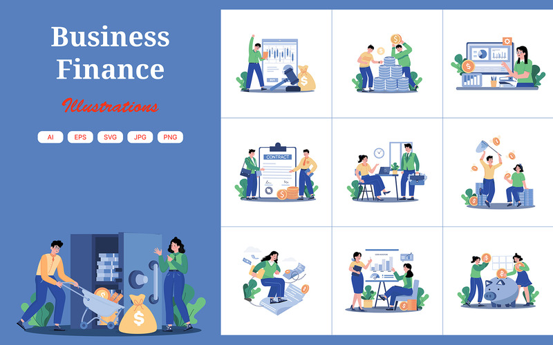 M696_Business Finance Illustration Pack 2 - Eigenschaften Bild 1