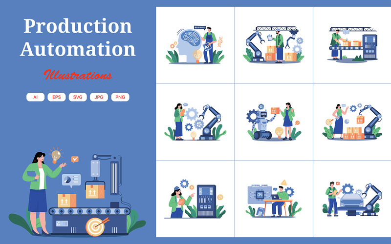 M684_Pacote de ilustrações de automação de produção 2 - Features Image 1