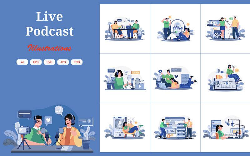 M598_ Pakiet ilustracji podcastów na żywo 1 - Obraz funkcji 1
