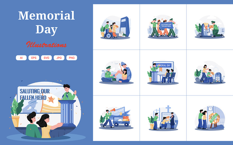 M720_Memorial Day Illustration Pack 1 - Features Image 1