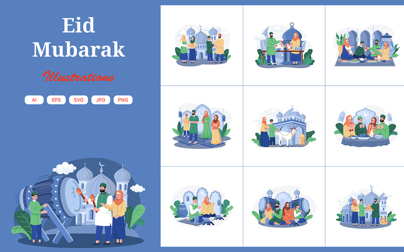 M514_Eid Mubarak İllüstrasyon Paketi - Features Image 1