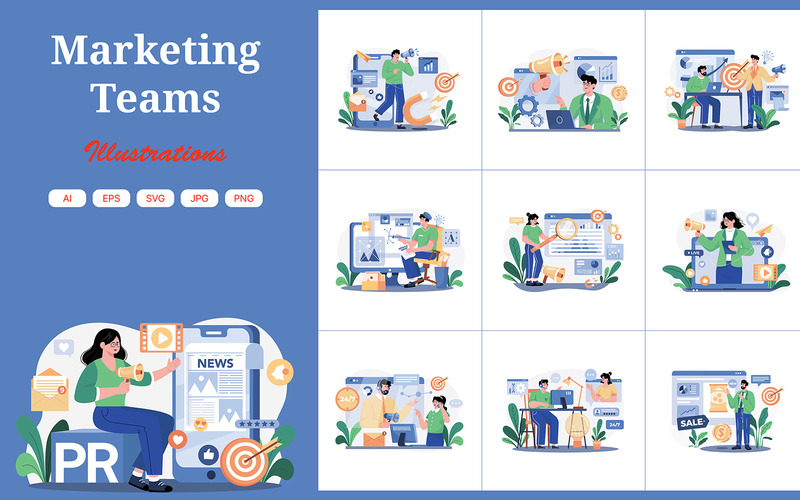 M561_Marketing Teams Illustrationspaket 1 - Eigenschaften Bild 1