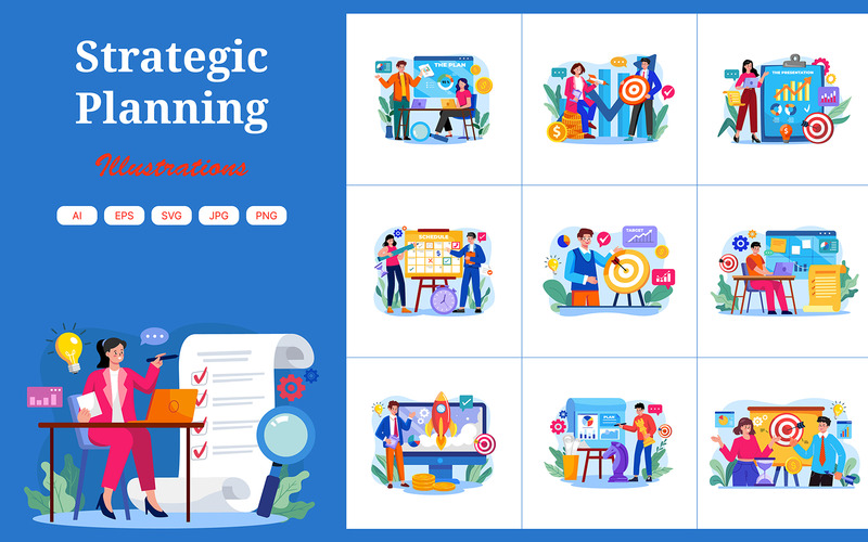 M645_Pacchetto illustrazioni pianificazione strategica - Caratteristiche Immagine 1