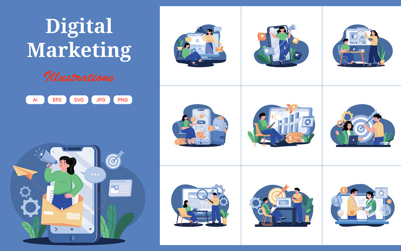 M455_Digital Marketing Illustration Pack - Features Image 1