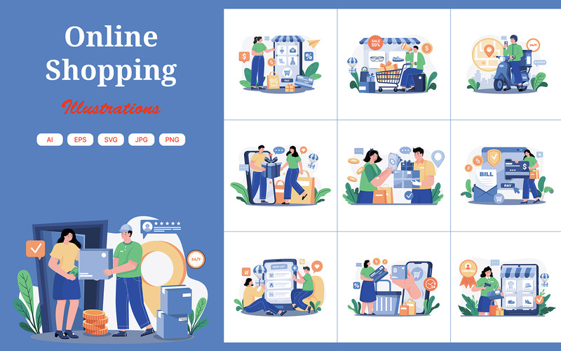 M583_Online-Shopping-Illustrationspaket - Eigenschaften Bild 1