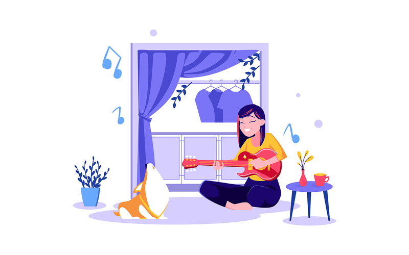 M341 — Pakiet ilustracji „Pobyt w domu” - Obraz funkcji 4