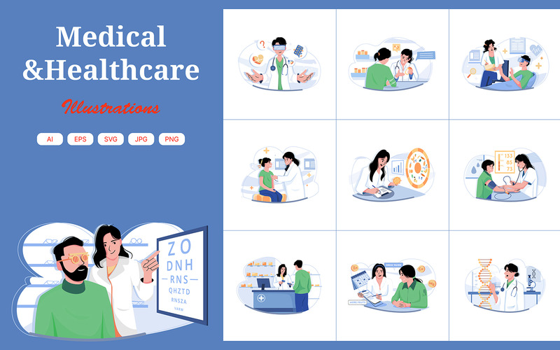 M558_Pacchetto illustrazioni mediche e sanitarie - Caratteristiche Immagine 1