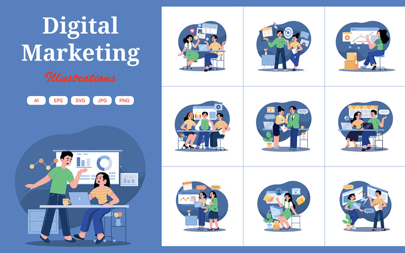 M442_Digital Marketing Illustration Pack - Features Image 1