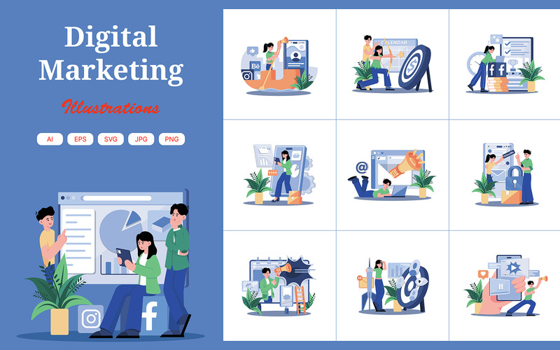 M677_Digitális marketing illusztrációs csomag - Features Image 1