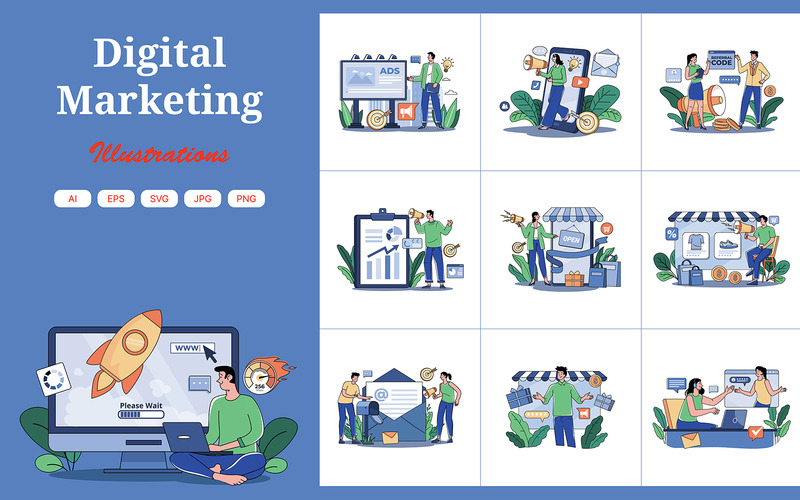 M675_Digitális marketing illusztrációs csomag 2 - Features Image 1