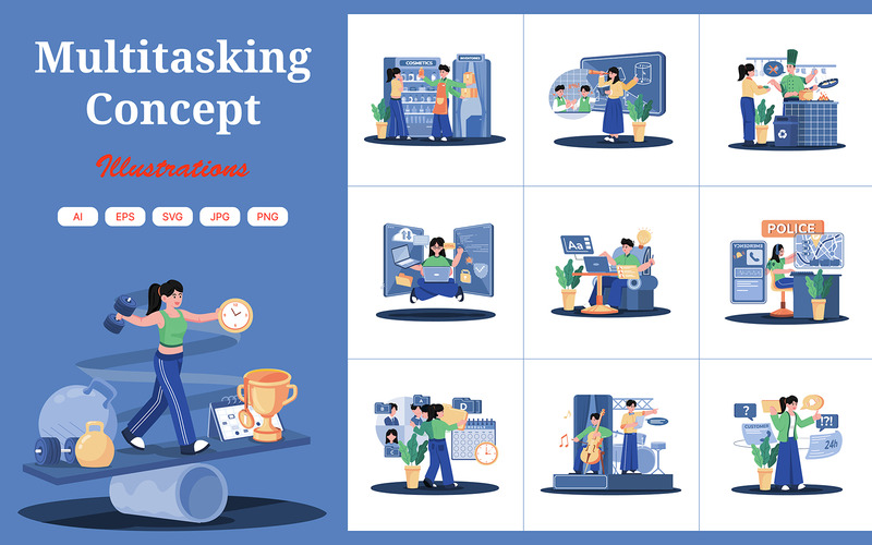M731_Multitasking Concept Illustration Pack - Features Image 1