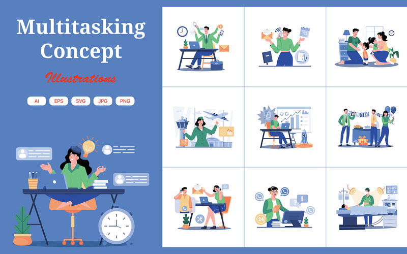 M729_ Multitasking Concept Illustration Pack 1 - Features Image 1