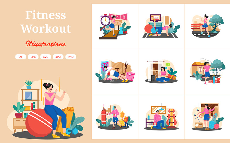 M636_Pacchetto illustrazioni allenamento fitness - Caratteristiche Immagine 1