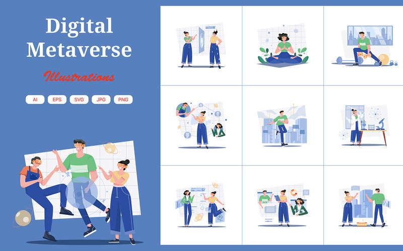 M504_Digital Metaverse İllüstrasyon Paketi - Features Image 1