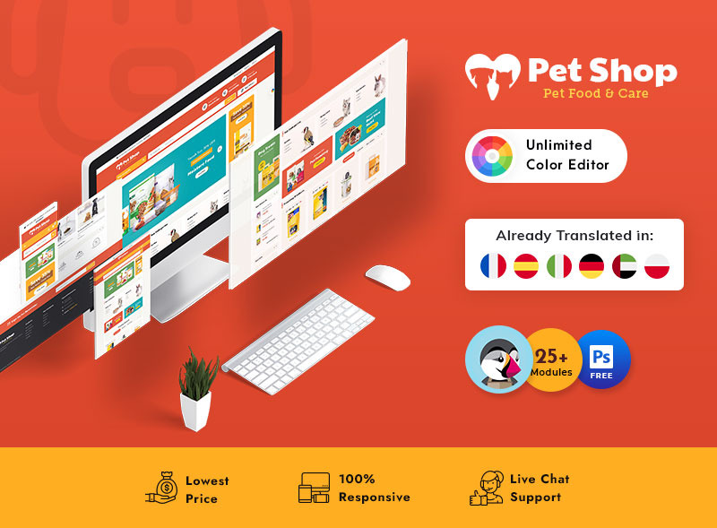 Reszponzív Pet Food Shop Responsive PrestaShop Theme PrestaShop sablon 159346 - Képpel 1