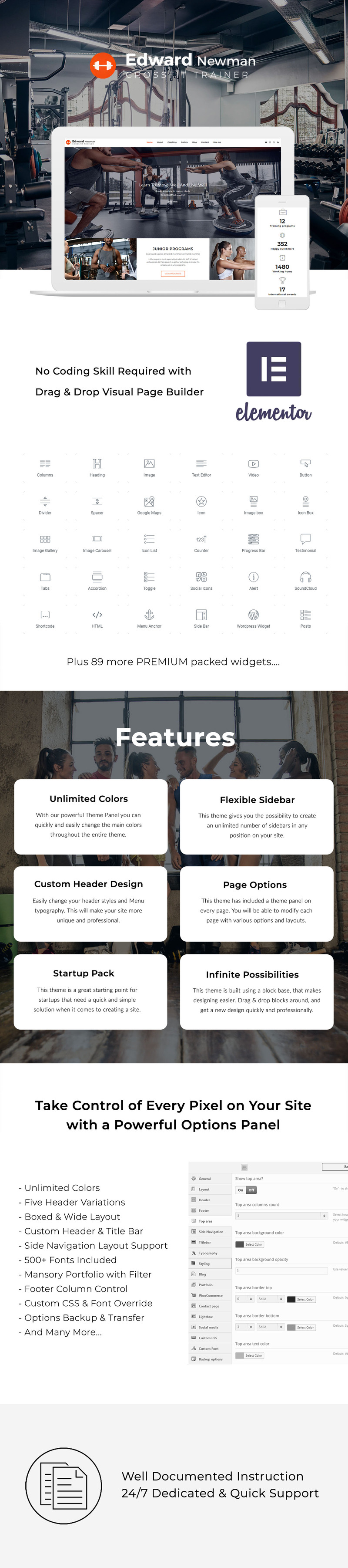 Эдвард Ньюман - тема WordPress для тренера по кроссфиту - Features Image 1