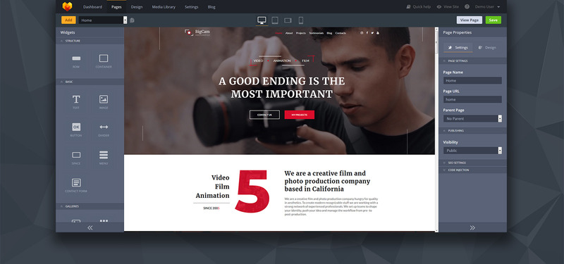 Videographer Premium Moto CMS 3 Website-Design - Bildeigenschaften 2