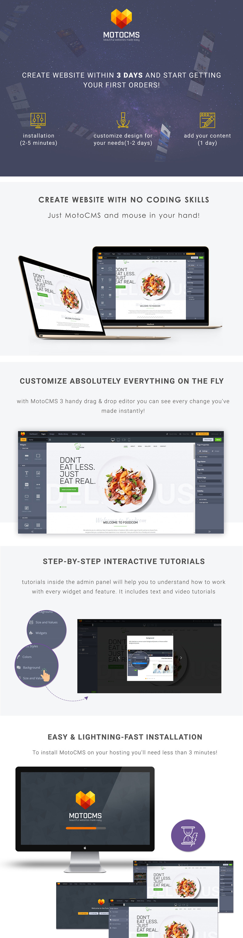 Foodcom - Шаблон Moto CMS 3 для ресторана - Features Image 1