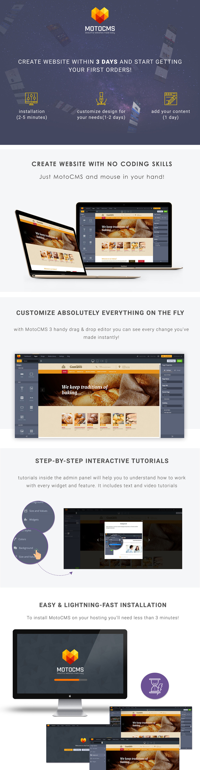 Bakery Moto CMS 3 Template - Features Image 1