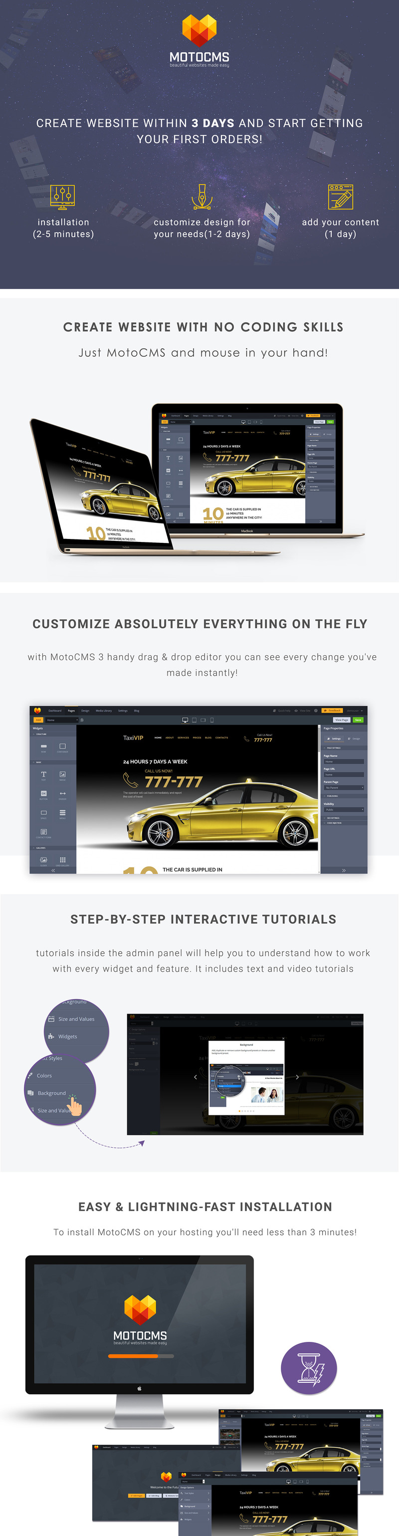 Taxi Company Moto CMS 3 Template - Features Image 1