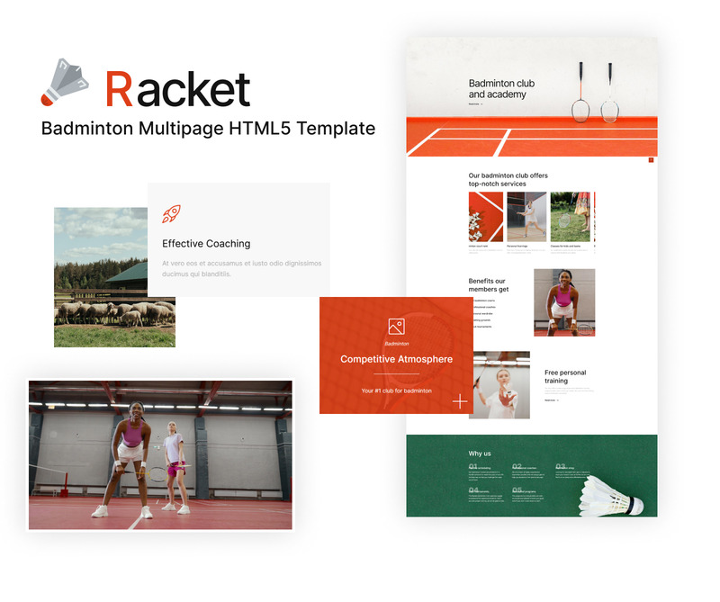 球拍 - 体育俱乐部,羽毛球 HTML5 网站模板 - Features Image 2