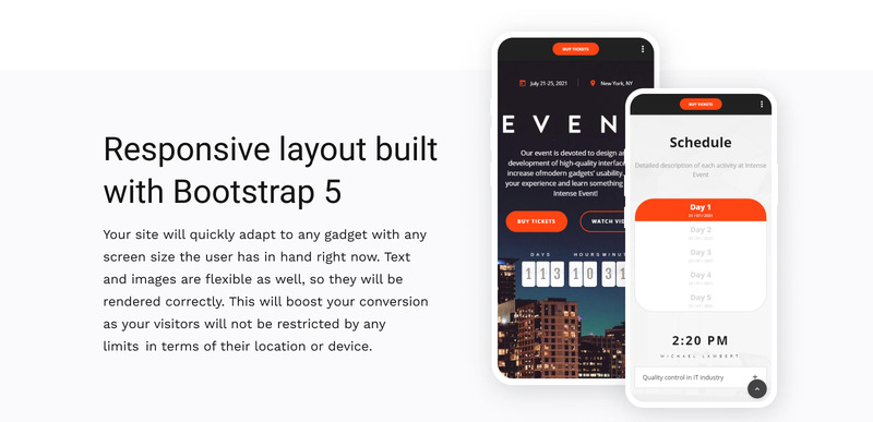 Intenzív eseménytervező HTML5 céloldal -sablon - Features Image 5