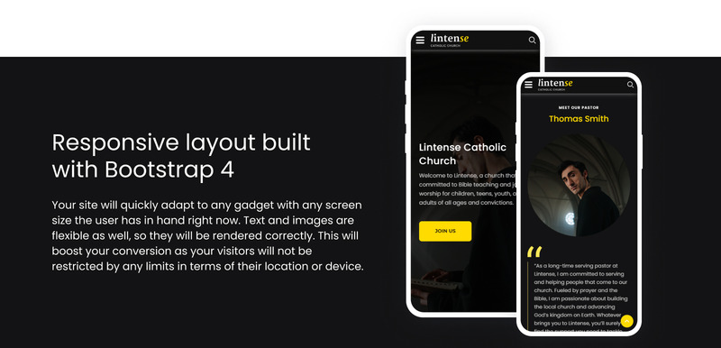 Lintense katolska kyrkan - religiös HTML5 -målsidesmall - Features Image 6