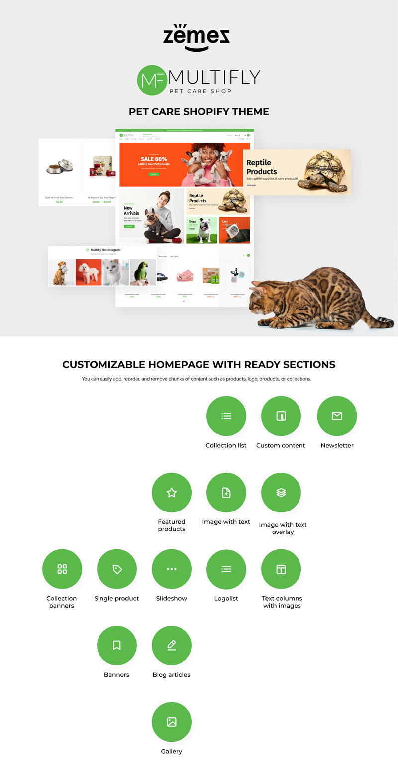 Multifly Responsive Pets Shop Shopify Theme - Features Image 1