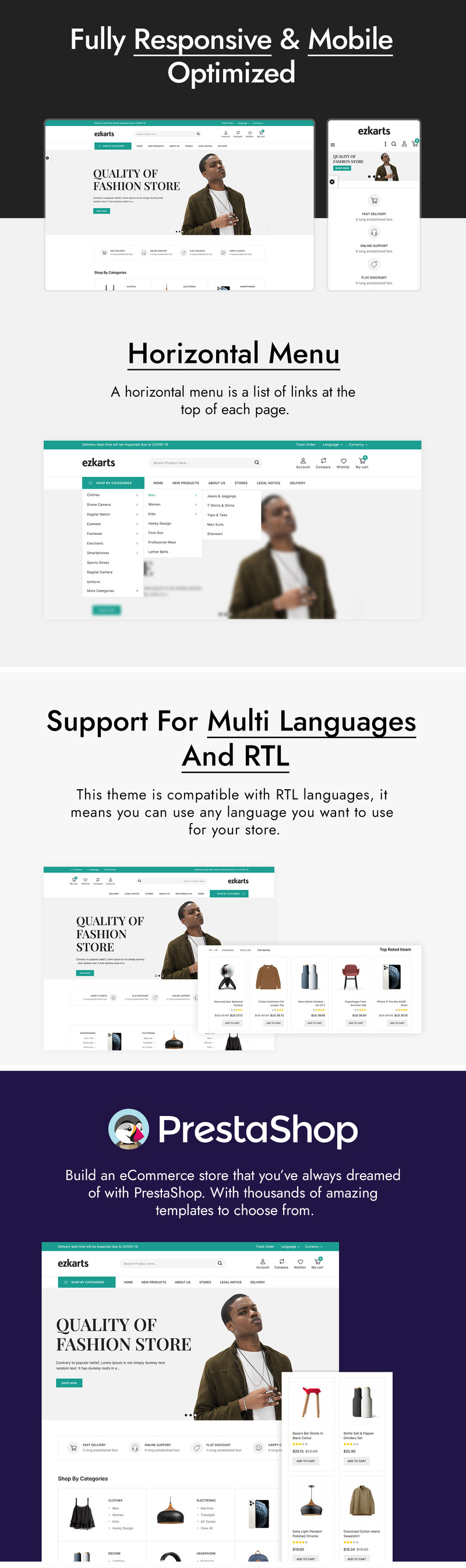 ezkarts - Multipurpose and Electronics Store Prestashop Theme - Features Image 1