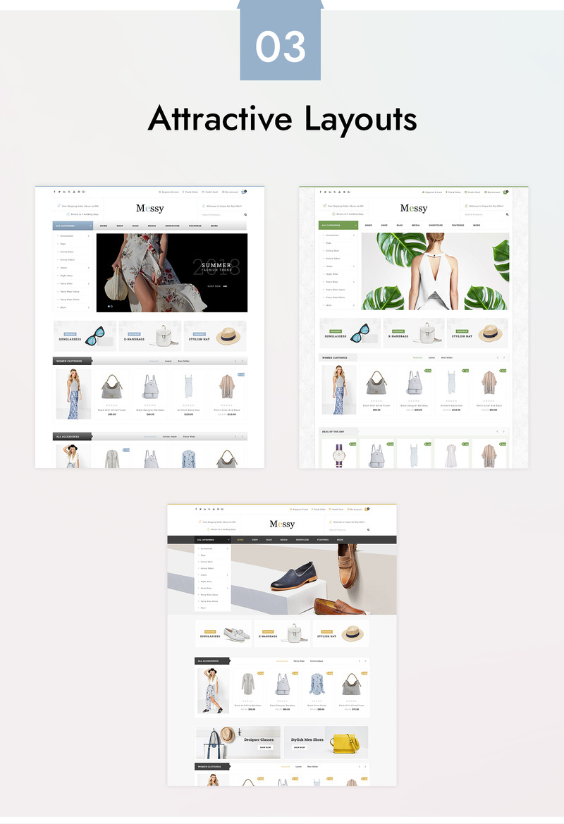 Messy - Multipurpose Fashion Store WooCommerce Theme - Features Image 1